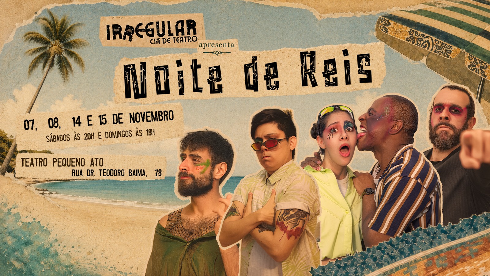 Noite de Reis, adaptação de Bruno Yoshioka — 07, 08, 14 e 15 de novembro, Teatro Pequeno Ato